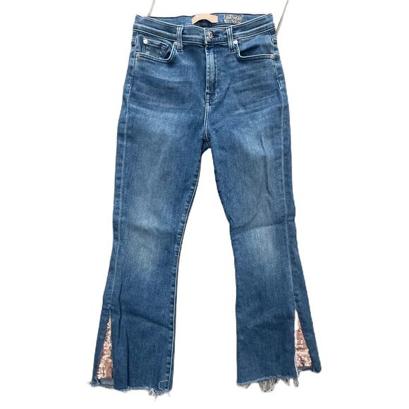 7 For All Mankind Luxe Vintage Sequin Flare Jean 26 - Picture 5 of 9